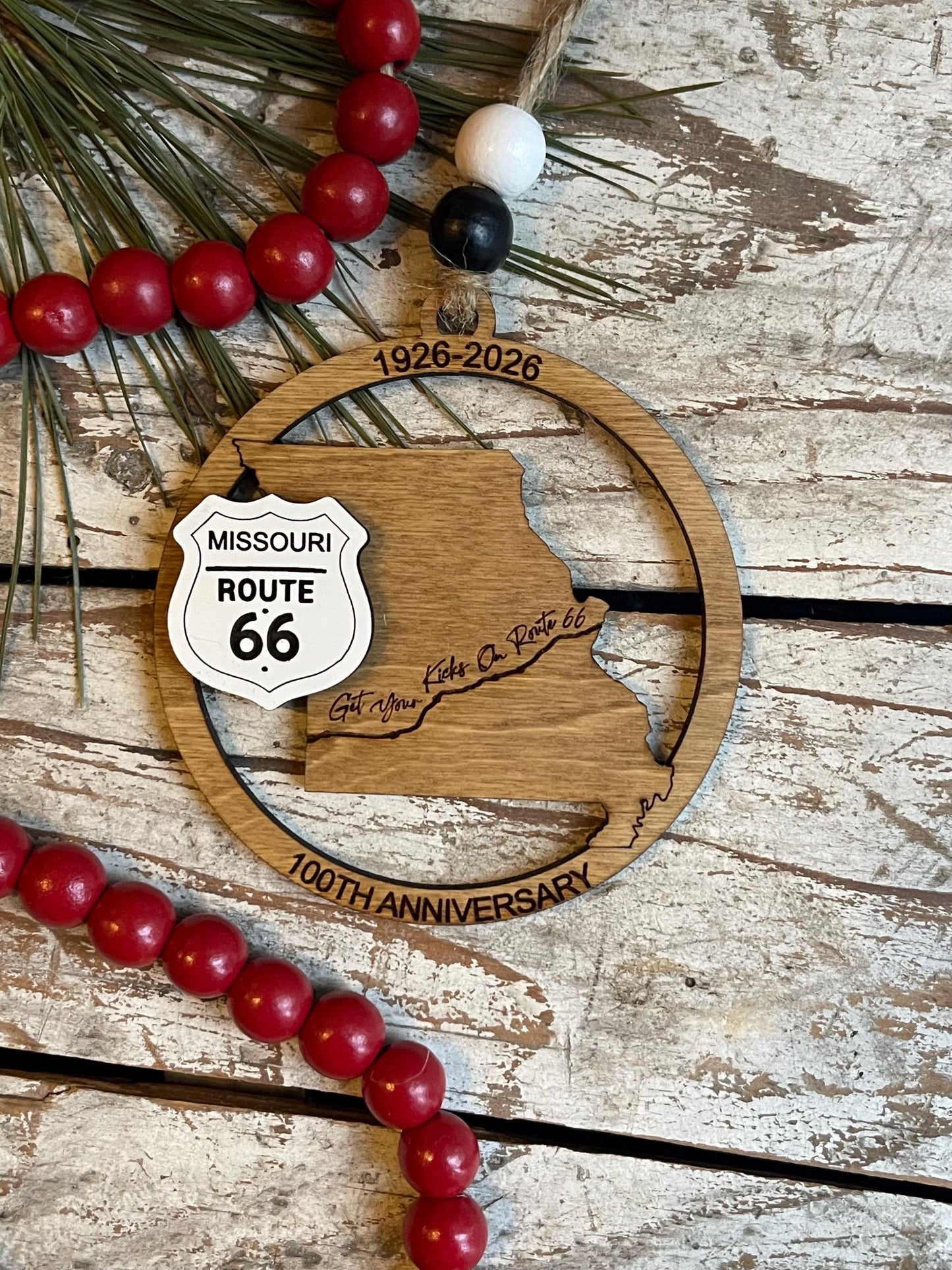 Missouri Route 66 100 Years Christmas Tree Ornament | The Mother Road Keepsake | Road Trip Souvenir Gift