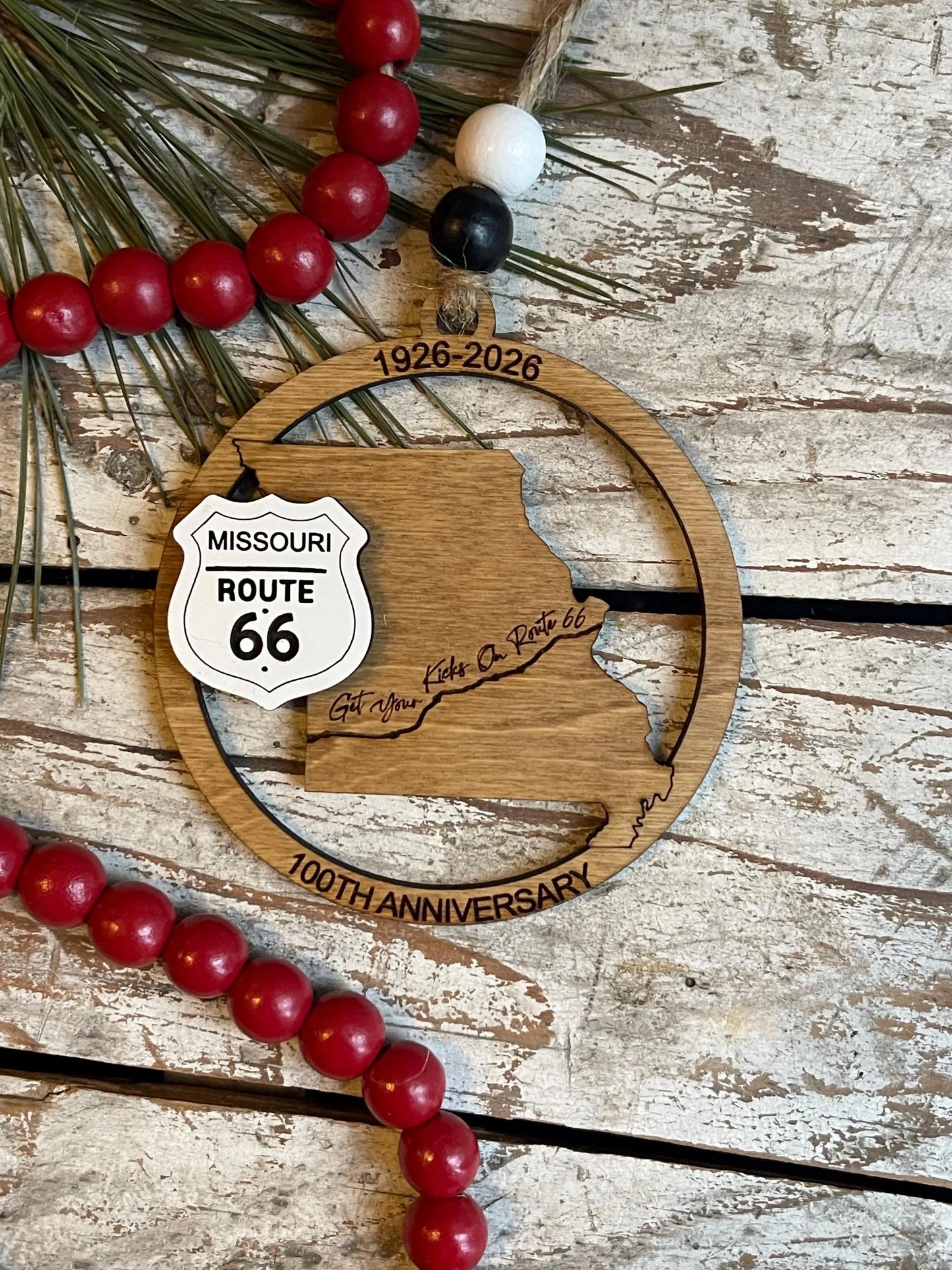 Oklahoma Route 66 100 Years Christmas Tree Ornament | The Mother Road Keepsake | Road Trip Souvenir Gift