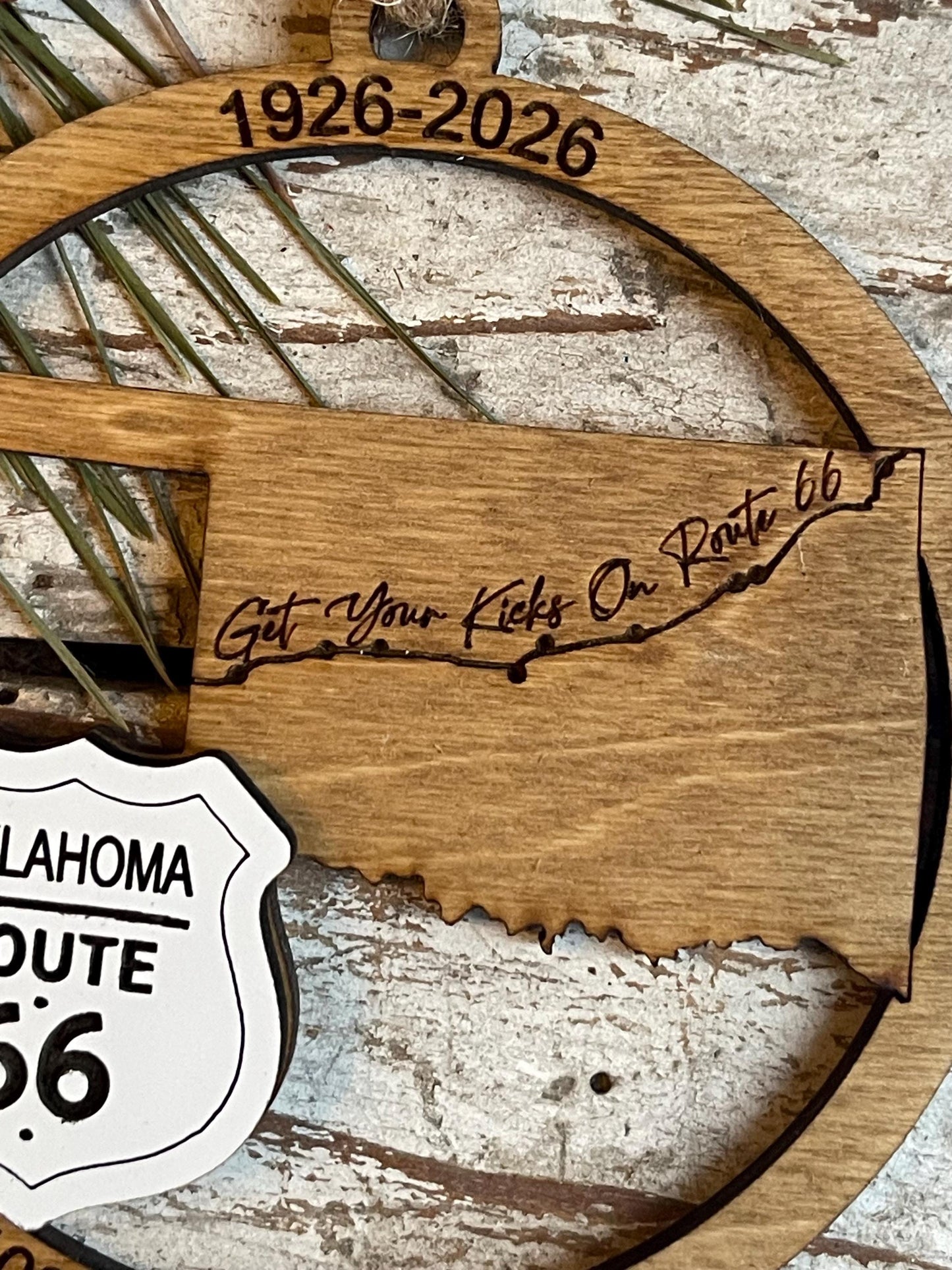 Oklahoma Route 66 100 Years Christmas Tree Ornament | The Mother Road Keepsake | Road Trip Souvenir Gift