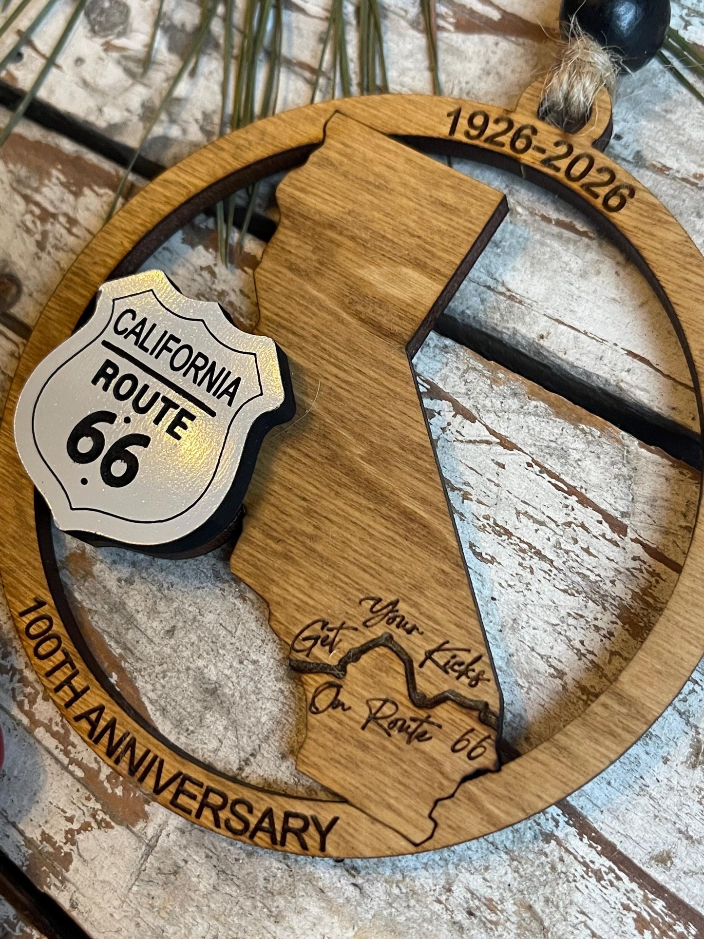 California Route 66 100 Years Christmas Tree Ornament | The Mother Road Keepsake | Road Trip Souvenir Gift