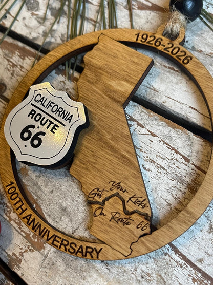 California Route 66 100 Years Christmas Tree Ornament | The Mother Road Keepsake | Road Trip Souvenir Gift