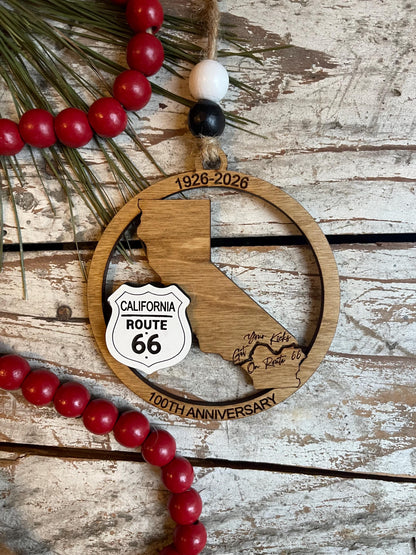 Texas Route 66 100 Years Christmas Tree Ornament | The Mother Road Keepsake | Road Trip Souvenir Gift