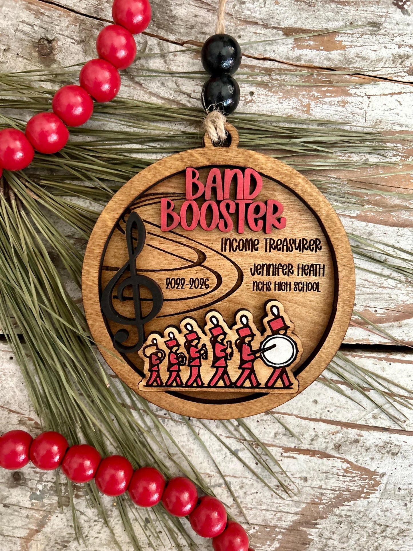 Personalized Band Booster Christmas Tree Ornament | Custom Band Leader Gift | Gift for Marching Band President | Band Boosters Club Gift
