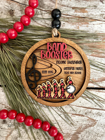 Personalized Band Booster Christmas Tree Ornament | Custom Band Leader Gift | Gift for Marching Band President | Band Boosters Club Gift