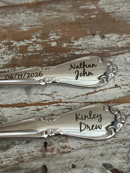Personalized Baby Silver Spoon | Engraved Feeding Oneida Spoon for Toddler Baby Kid | Baby Shower Gift | Custom Girl or Boy Newborn Keepsake
