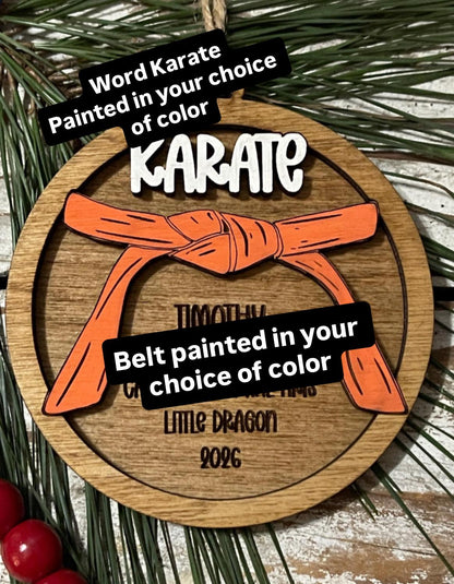 Personalized Karate Belt Christmas Tree Ornament | Gift for Karate Master | Custom Karate Ornament | Black belt | Martial Arts Gift