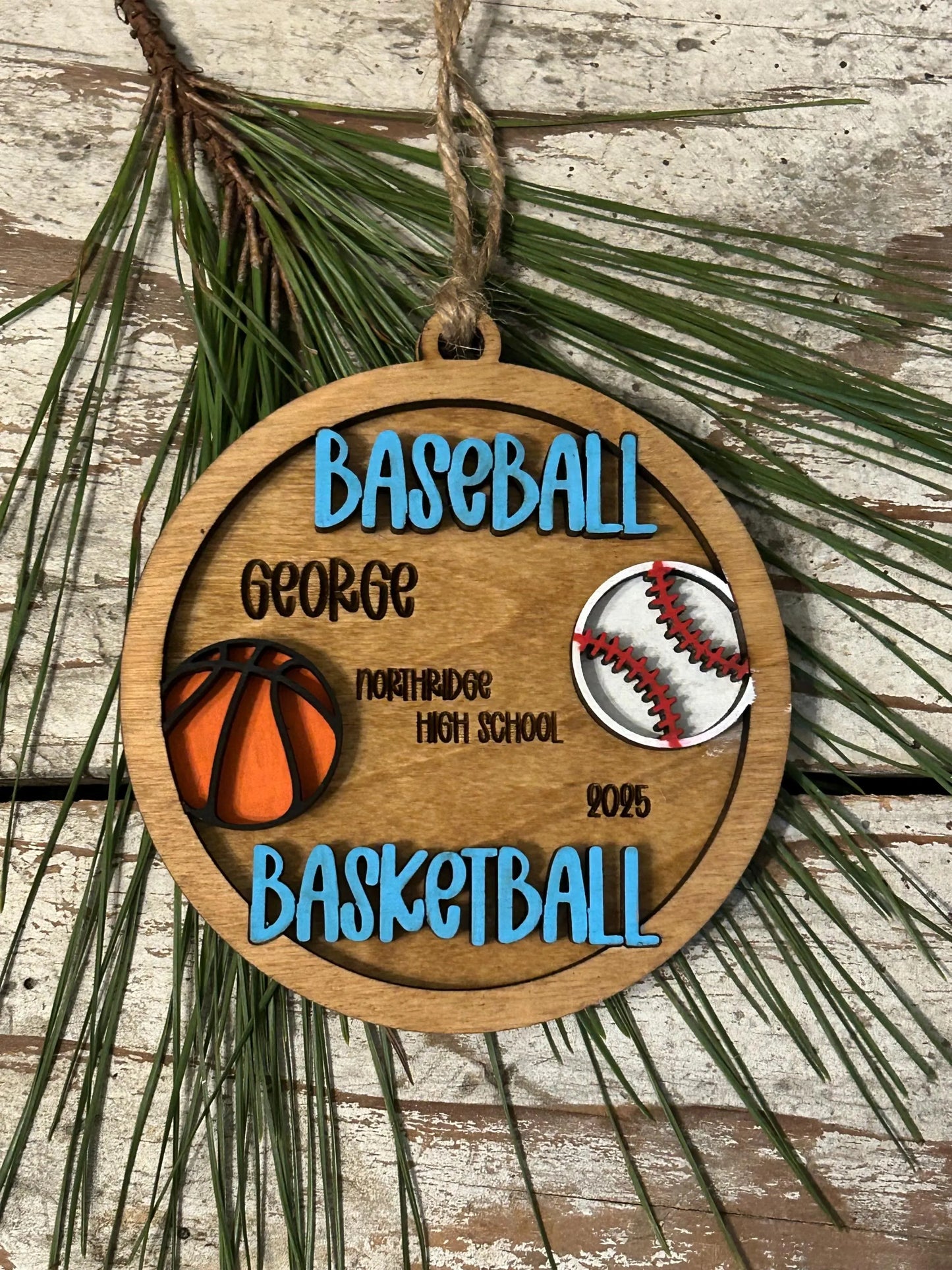 Personalized Multi Sport Baseball Basketball Player Christmas Tree Ornament | Gift for High School Team | Custom Baseball Coach | Senior