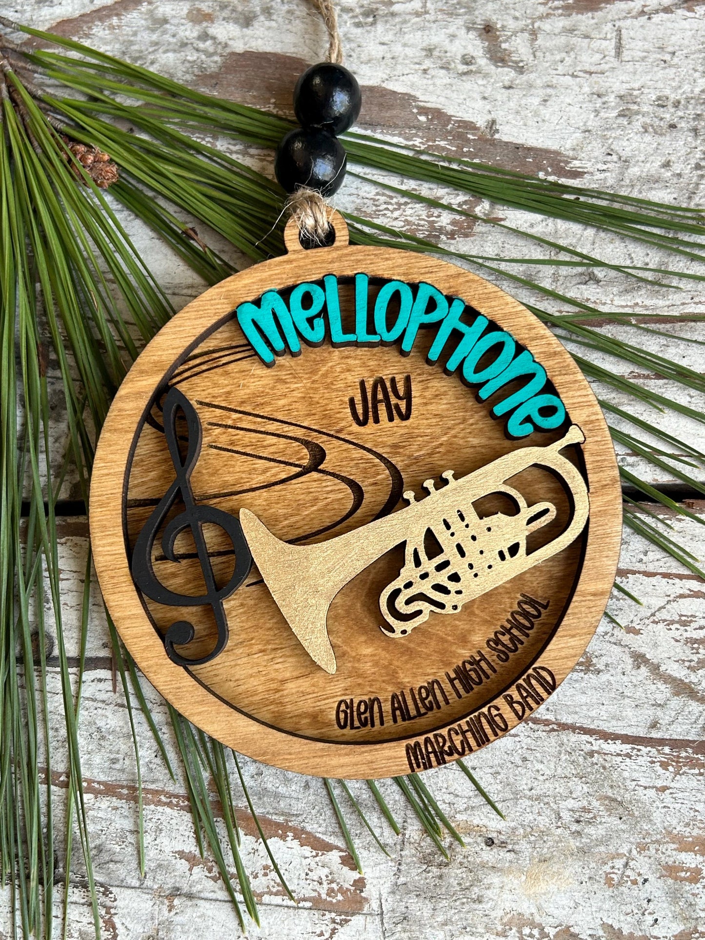 Personalized Mellophone Marching Band Christmas Tree Ornament | Brass Music Instrument Ornament | Custom Band Gift | Drum and Bugle Corp
