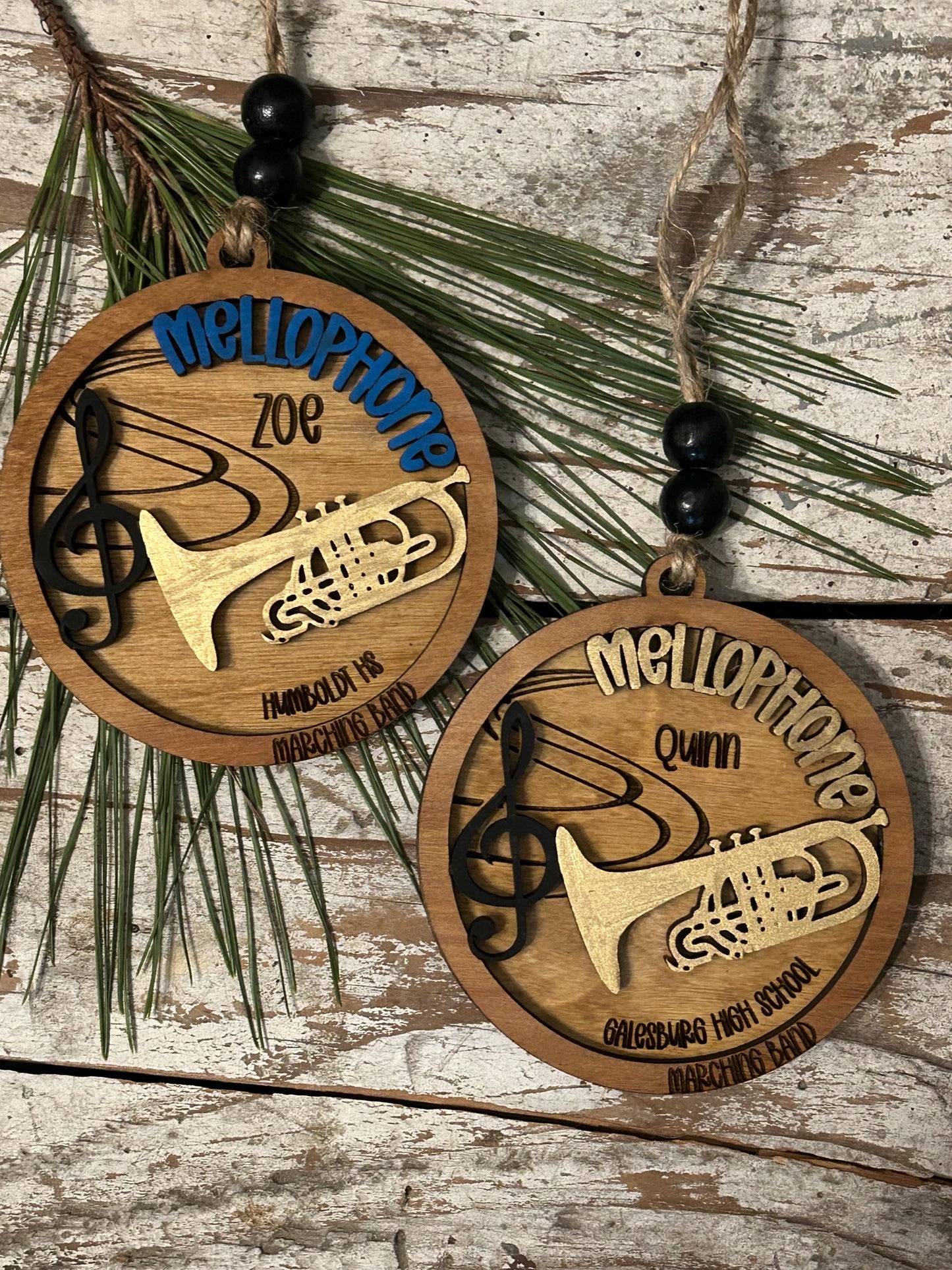 Personalized Mellophone Marching Band Christmas Tree Ornament | Brass Music Instrument Ornament | Custom Band Gift | Drum and Bugle Corp