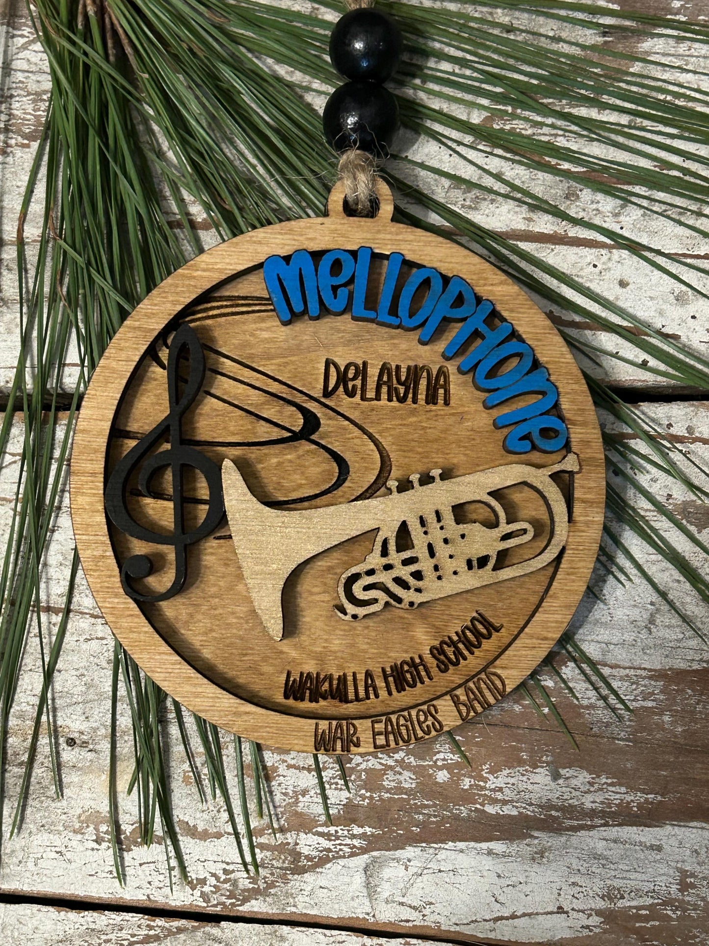 Personalized Mellophone Marching Band Christmas Tree Ornament | Brass Music Instrument Ornament | Custom Band Gift | Drum and Bugle Corp
