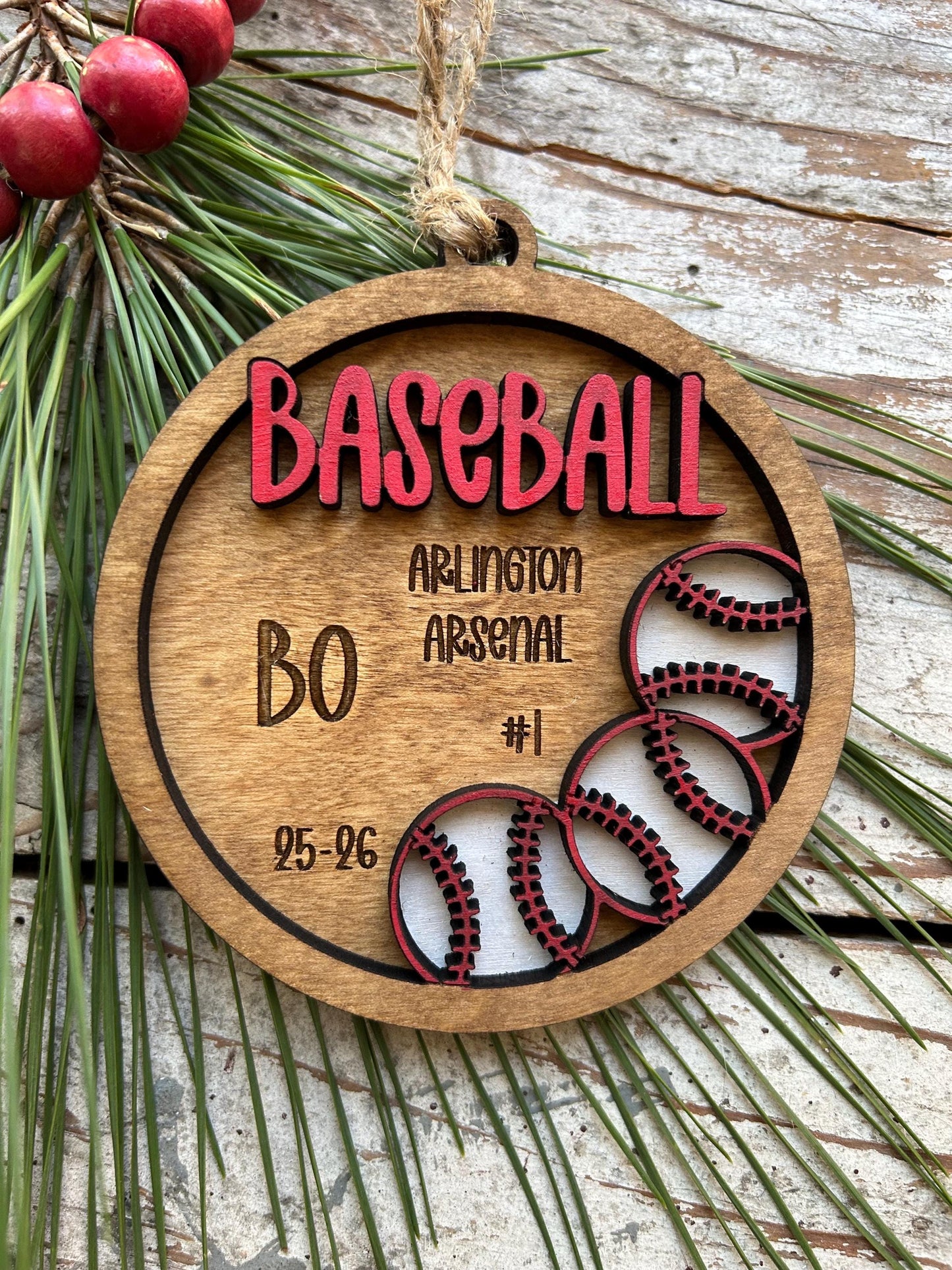 Personalized Baseball Player Christmas Tree Ornament | Gift for High School Baseball Team | Custom Baseball Coach | Senior Baseball Gift