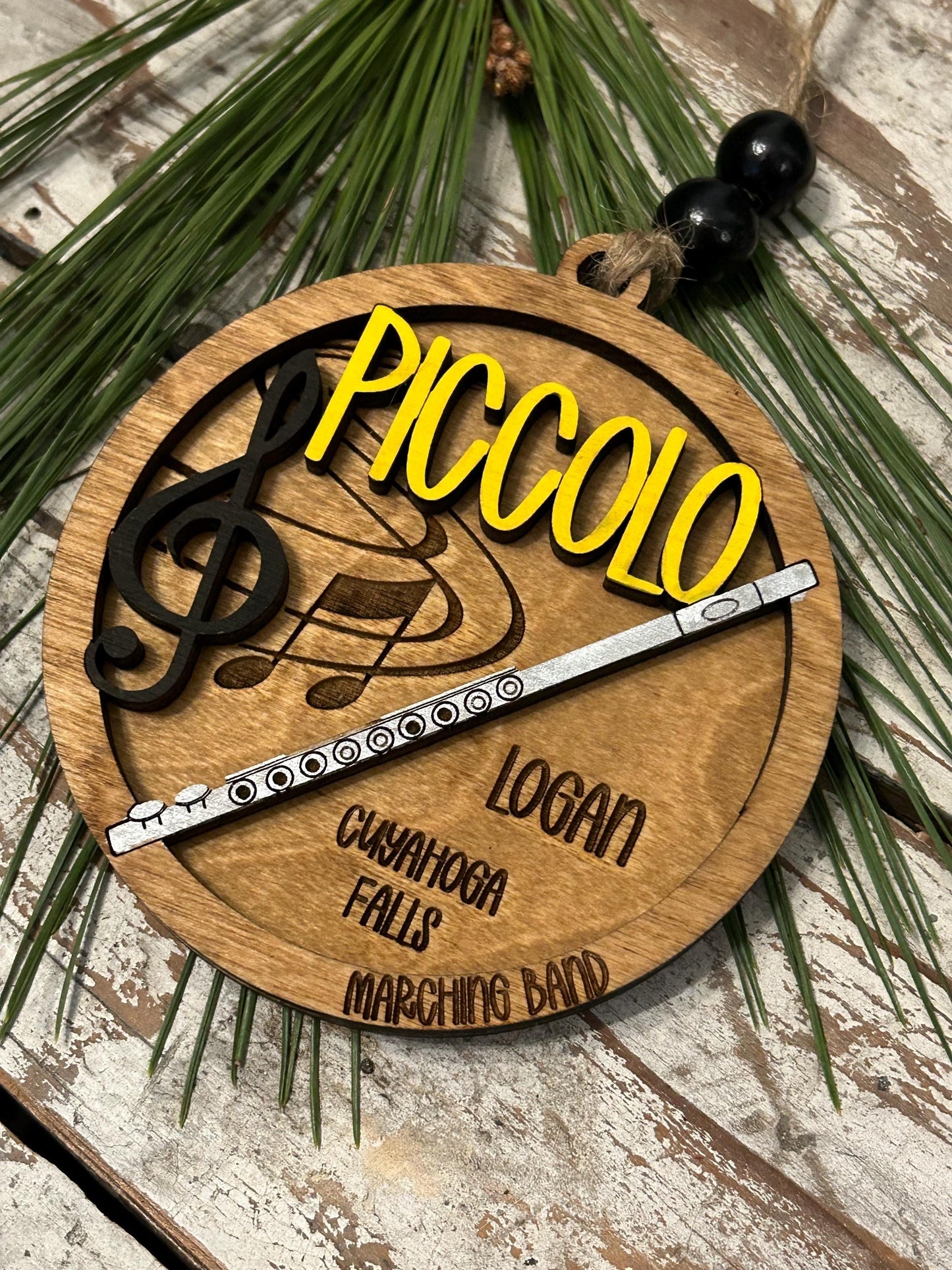Personalized Piccolo Marching Band Christmas Tree Ornament | Music Instrument Ornament | Flute Custom Band Gift | Gift for Band Director