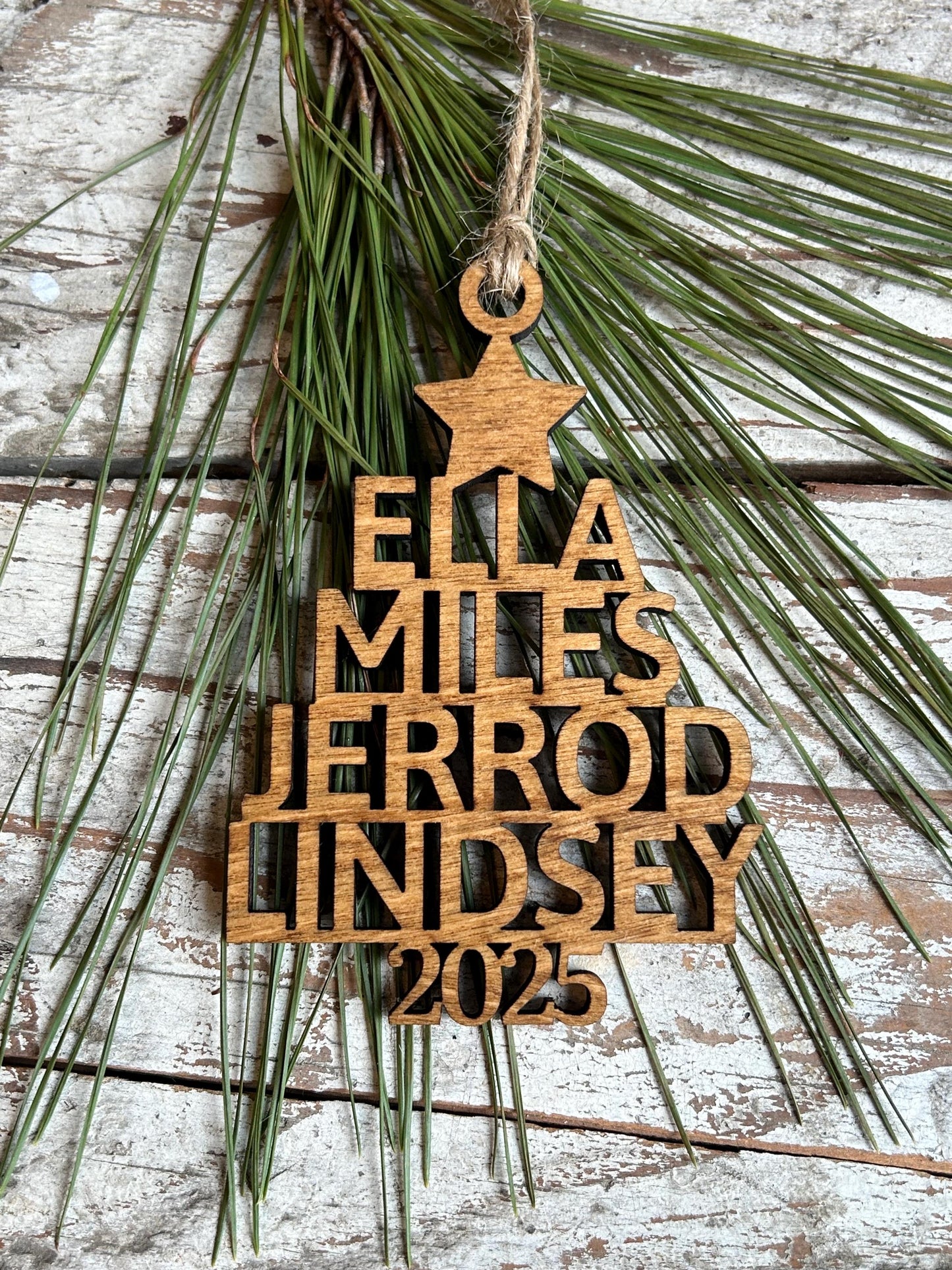 2026 Personalized Stacked Multi Name Christmas Tree Ornament | Family Name Ornament Tree Shape | Family Tree Custom Name | Gift For Family