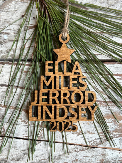 2026 Personalized Stacked Multi Name Christmas Tree Ornament | Family Name Ornament Tree Shape | Family Tree Custom Name | Gift For Family