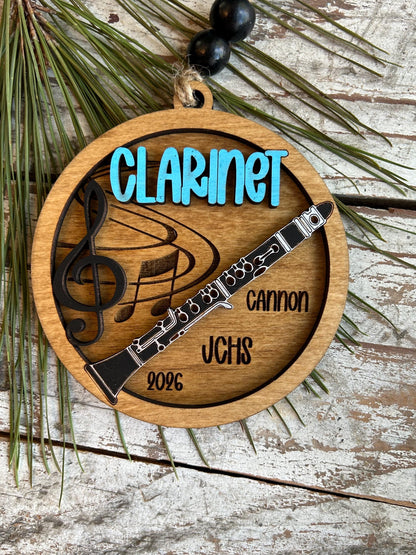 Personalized Clarinet Marching Band Christmas Tree Ornament | Music Instrument Ornament | Woodwinds Custom  Band | Gift for Band Director
