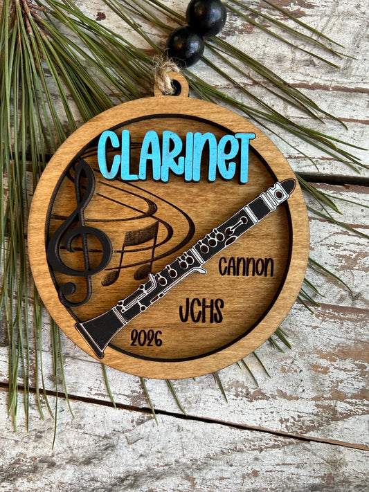 Personalized Clarinet Marching Band Christmas Tree Ornament | Music Instrument Ornament | Woodwinds Custom  Band | Gift for Band Director