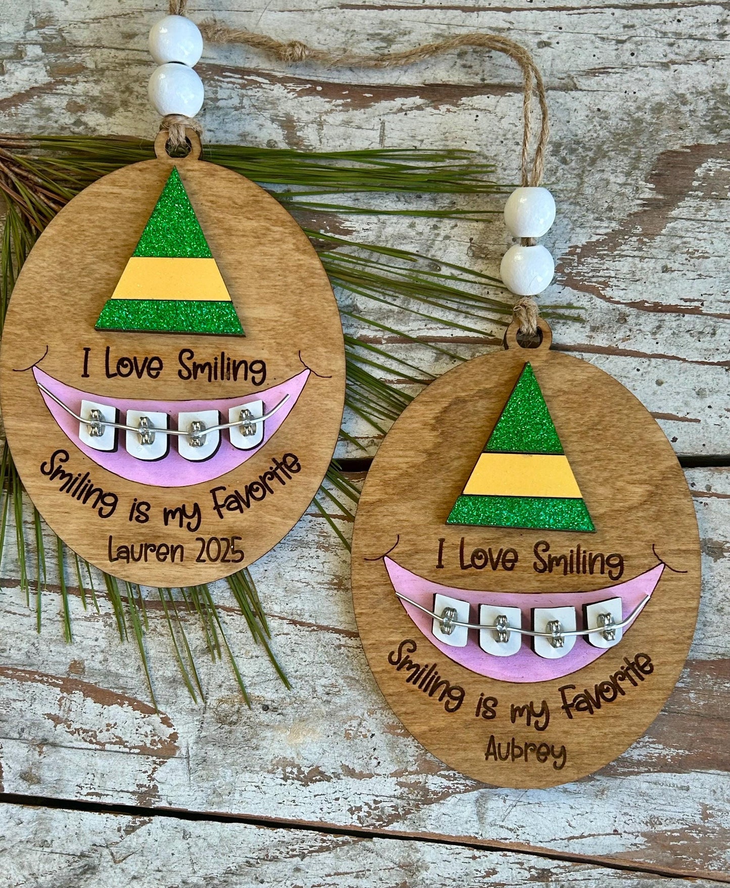 Personalized Braces Christmas Tree Ornament | Smiling is My Favorite | Brace Face | Orthodontist | Tin is In | Metal Mouth | Perfect Smile