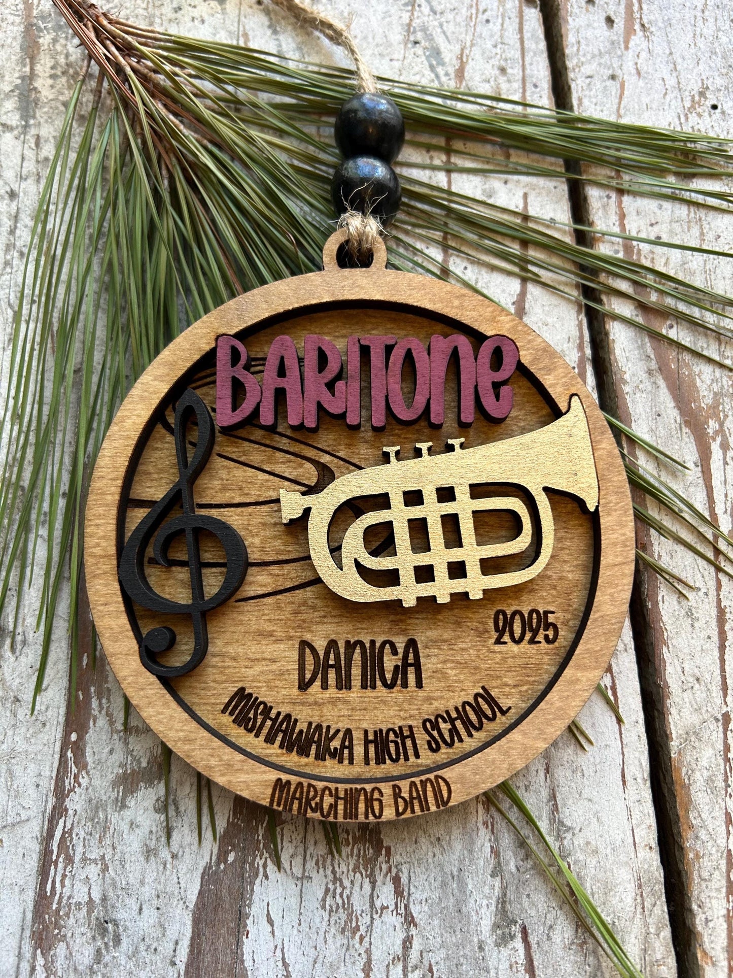 Personalized Baritone Marching Band Christmas Tree Ornament | Brass Music Instrument Ornament | Custom Band Gift | Gift for Band Director