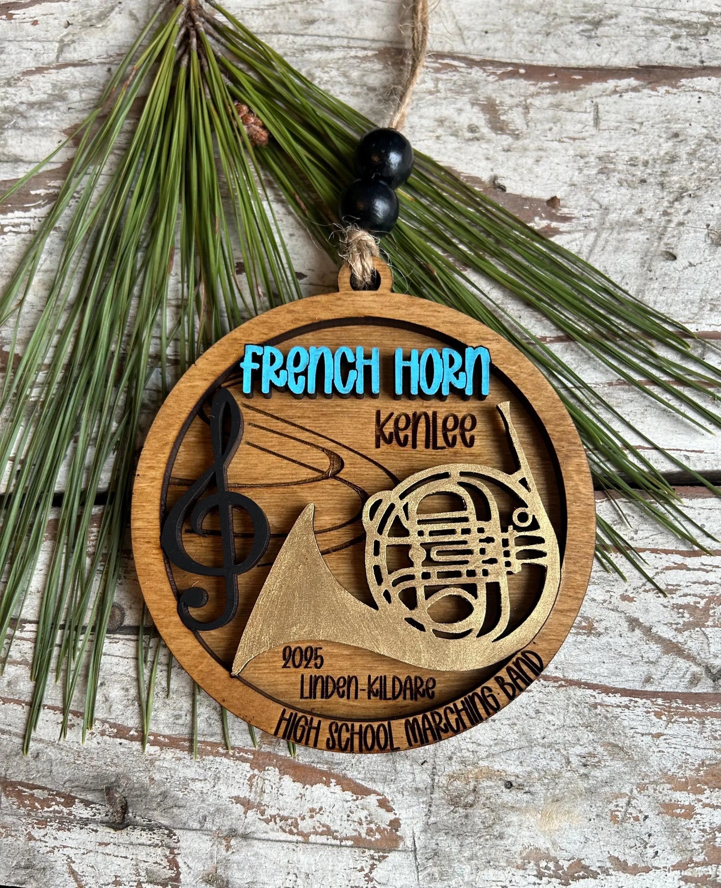 Personalized French Horn Concert Band Christmas Tree Ornament | Brass Music Instrument Ornament | Custom Band Gift | Gift for Band Director