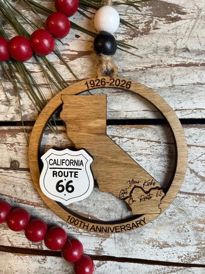 California Route 66 100 Years Christmas Tree Ornament | The Mother Road Keepsake | Road Trip Souvenir Gift