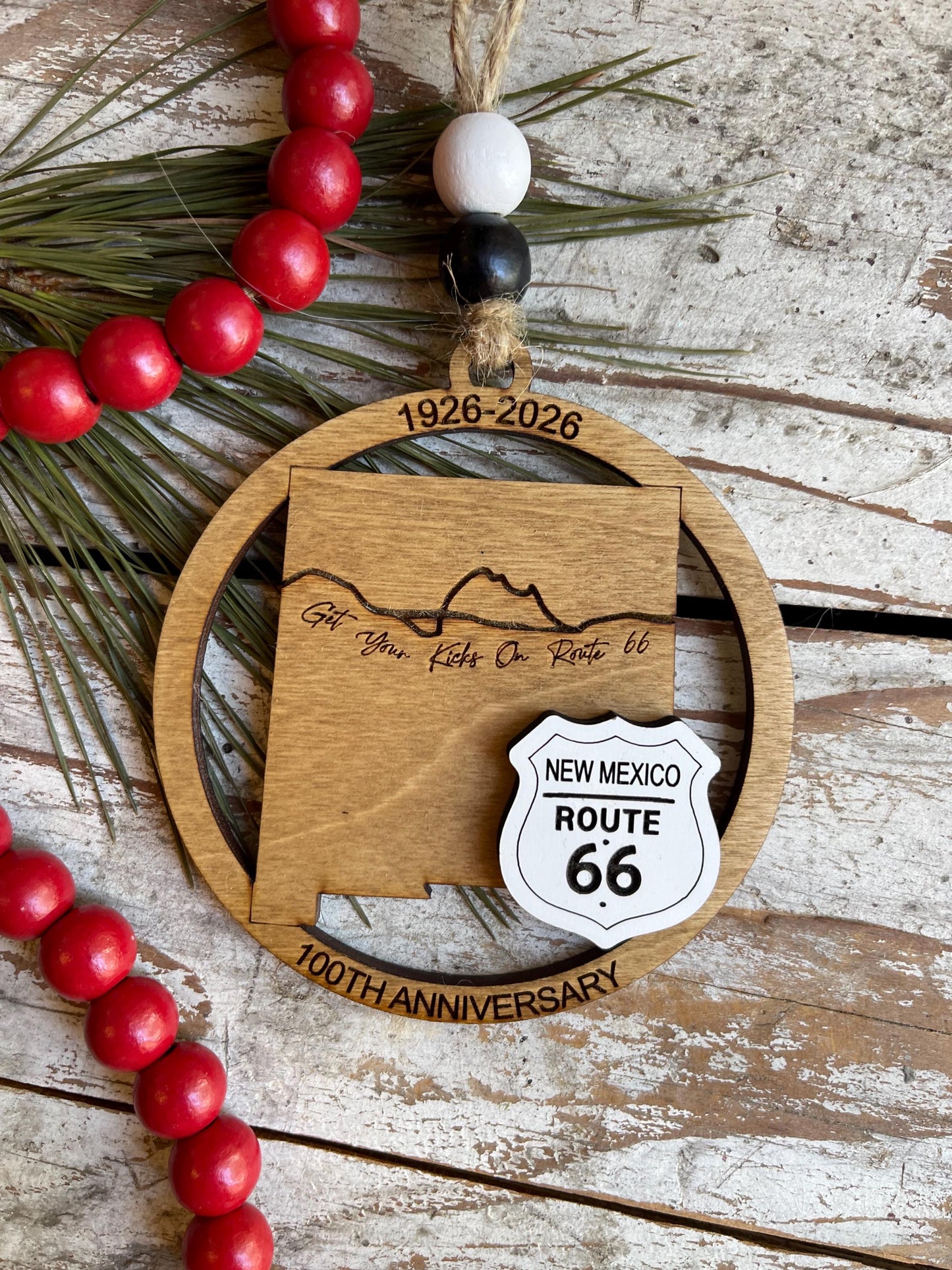 New Mexico Route 66 100 Years Christmas Tree Ornament | The Mother Road Keepsake | Road Trip Souvenir Gift