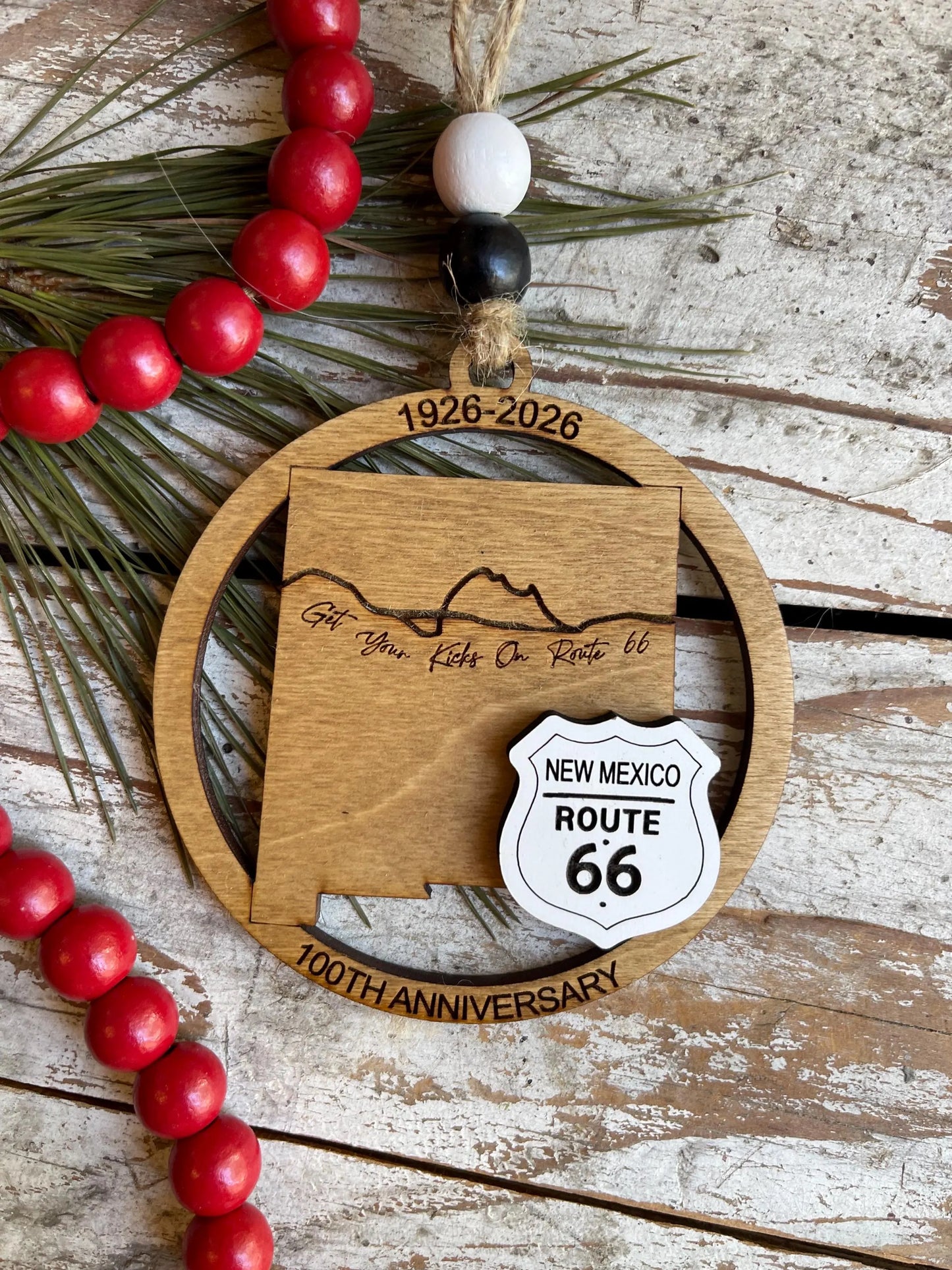 Oklahoma Route 66 100 Years Christmas Tree Ornament | The Mother Road Keepsake | Road Trip Souvenir Gift