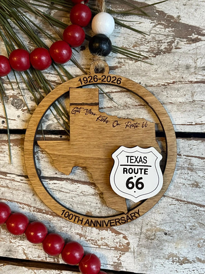 Oklahoma Route 66 100 Years Christmas Tree Ornament | The Mother Road Keepsake | Road Trip Souvenir Gift