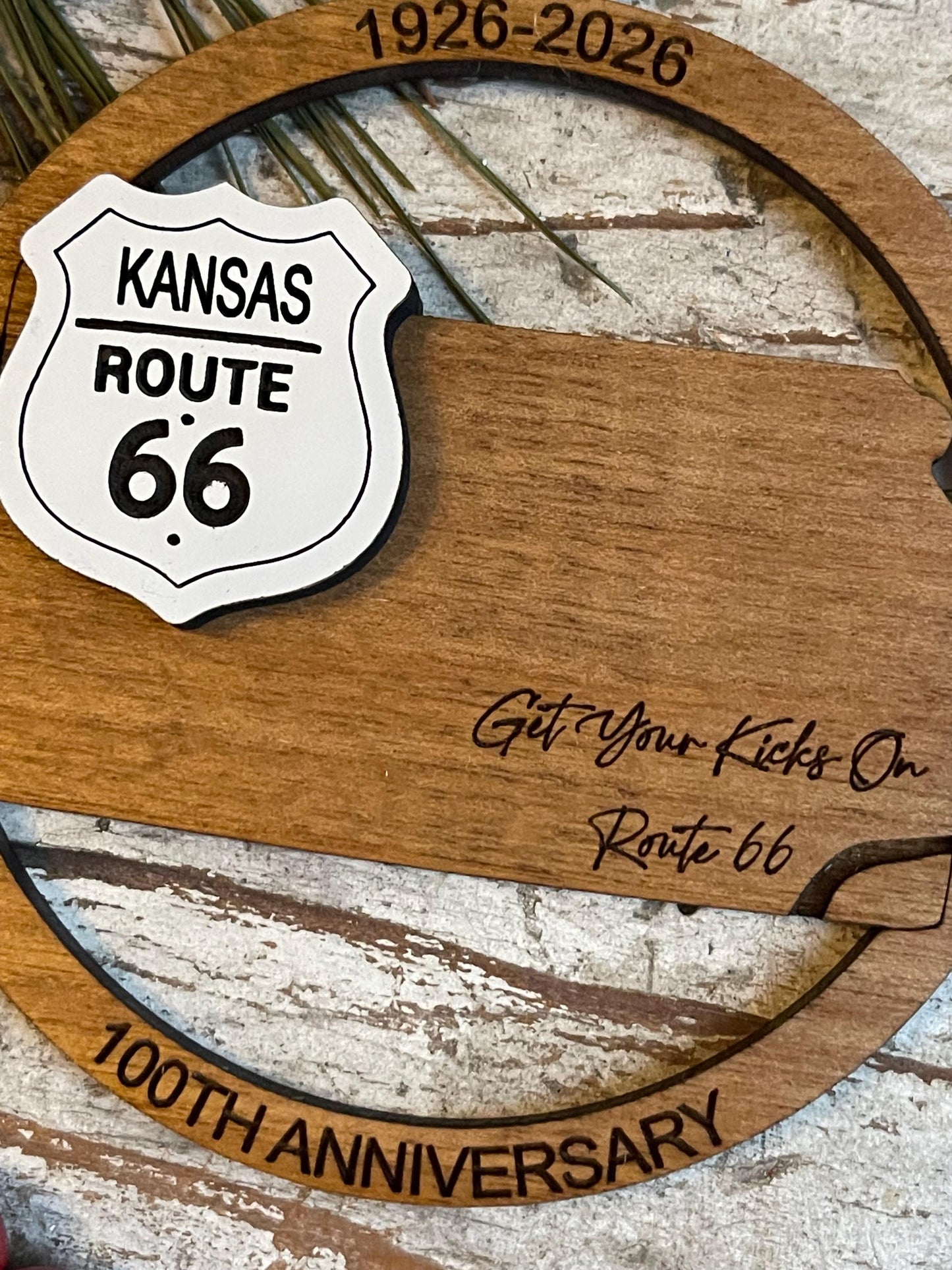 Kansas Route 66 100 Years Christmas Tree Ornament | The Mother Road Keepsake | Road Trip Souvenir Gift