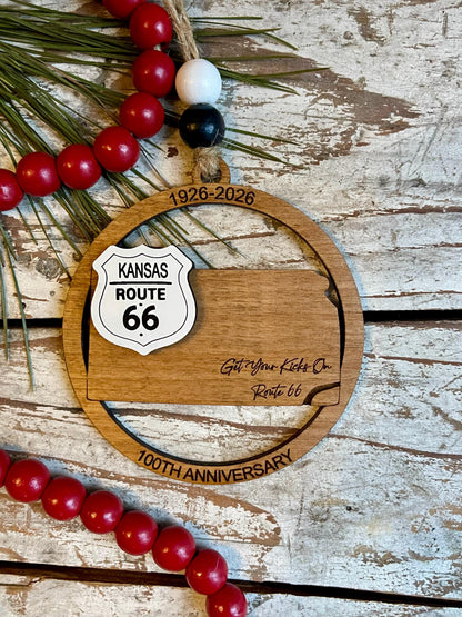 Texas Route 66 100 Years Christmas Tree Ornament | The Mother Road Keepsake | Road Trip Souvenir Gift