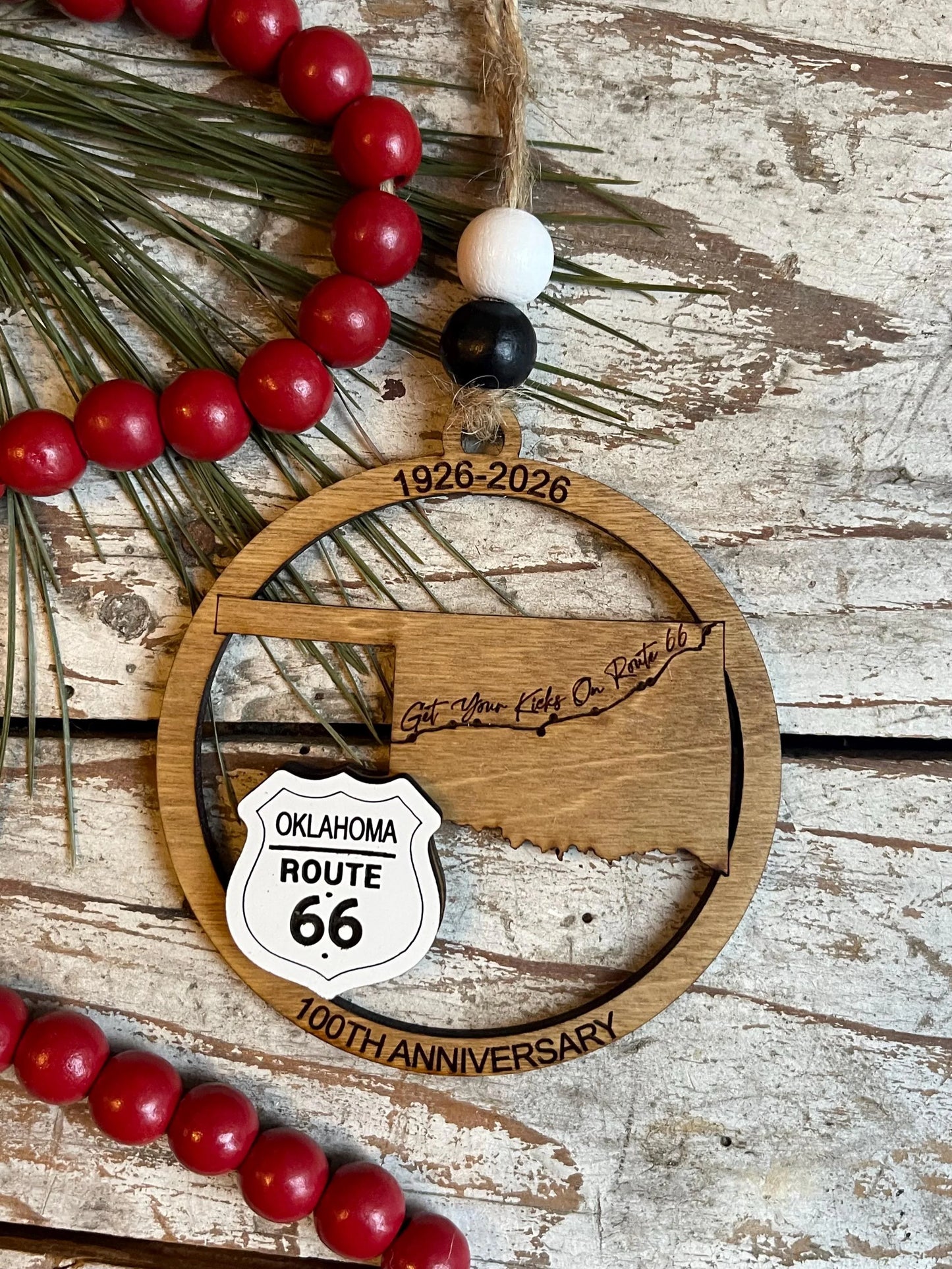 Texas Route 66 100 Years Christmas Tree Ornament | The Mother Road Keepsake | Road Trip Souvenir Gift