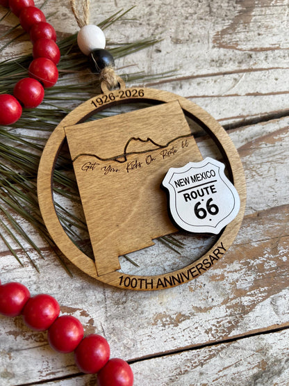 New Mexico Route 66 100 Years Christmas Tree Ornament | The Mother Road Keepsake | Road Trip Souvenir Gift