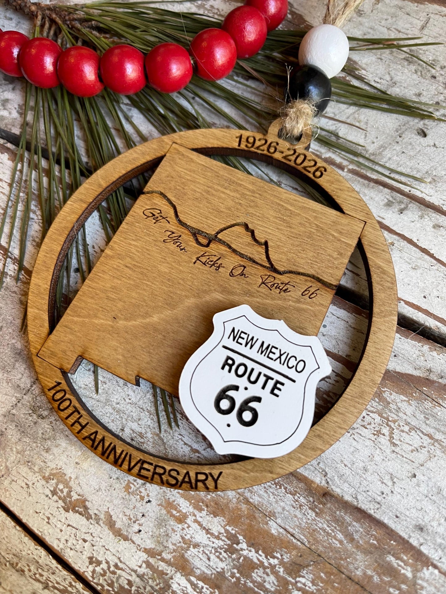 New Mexico Route 66 100 Years Christmas Tree Ornament | The Mother Road Keepsake | Road Trip Souvenir Gift