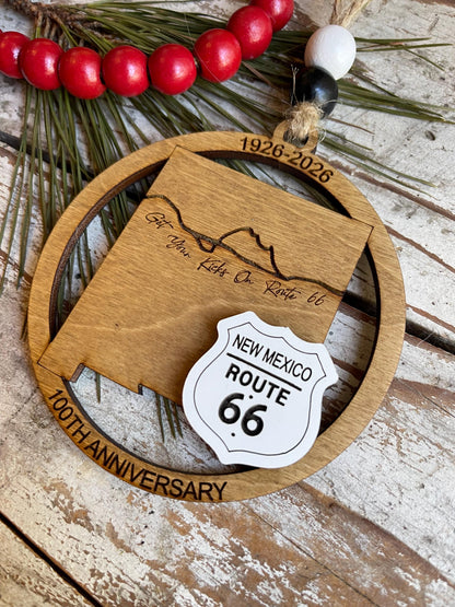 New Mexico Route 66 100 Years Christmas Tree Ornament | The Mother Road Keepsake | Road Trip Souvenir Gift