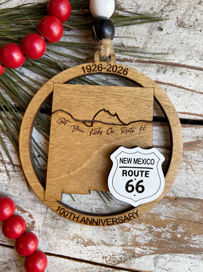 Texas Route 66 100 Years Christmas Tree Ornament | The Mother Road Keepsake | Road Trip Souvenir Gift