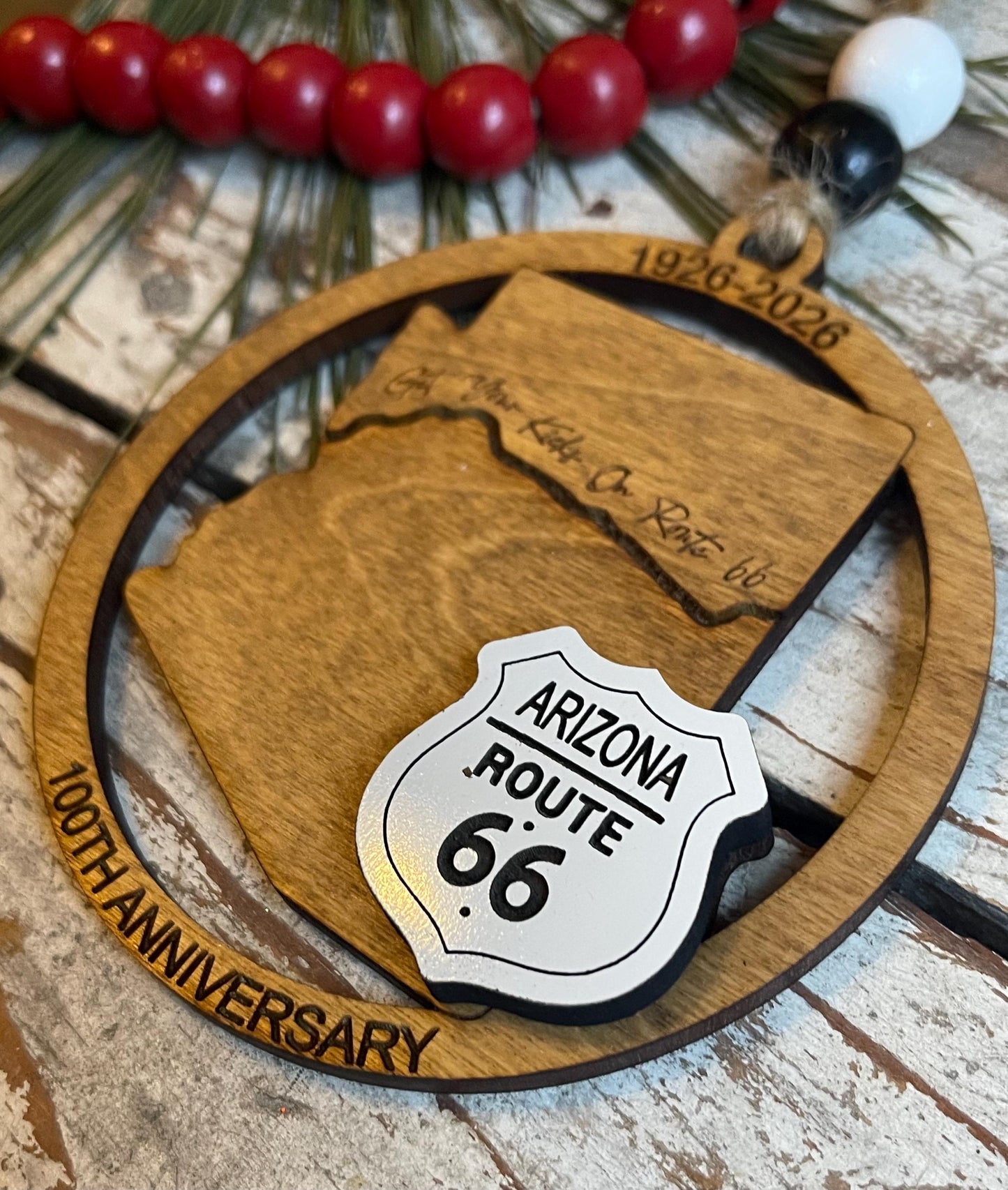 Arizona Route 66 100 Years Christmas Tree Ornament | The Mother Road Keepsake | Road Trip Souvenir Gift