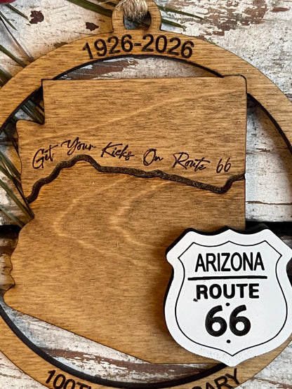 Arizona Route 66 100 Years Christmas Tree Ornament | The Mother Road Keepsake | Road Trip Souvenir Gift