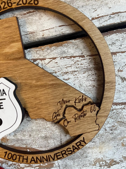 California Route 66 100 Years Christmas Tree Ornament | The Mother Road Keepsake | Road Trip Souvenir Gift