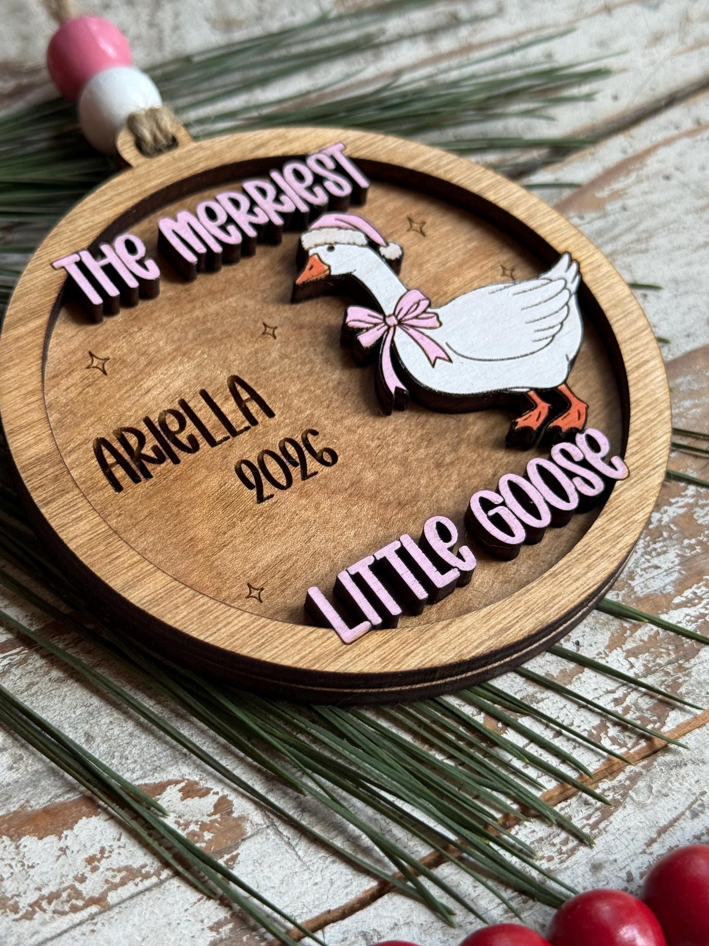 The Merriest Little Goose Personalized Baby’s First Christmas Ornament | New Baby Ornament | Newborn Keepsake | Silly Goose