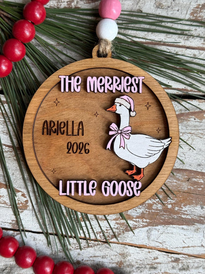 The Merriest Little Goose Personalized Baby’s First Christmas Ornament | New Baby Ornament | Newborn Keepsake | Silly Goose