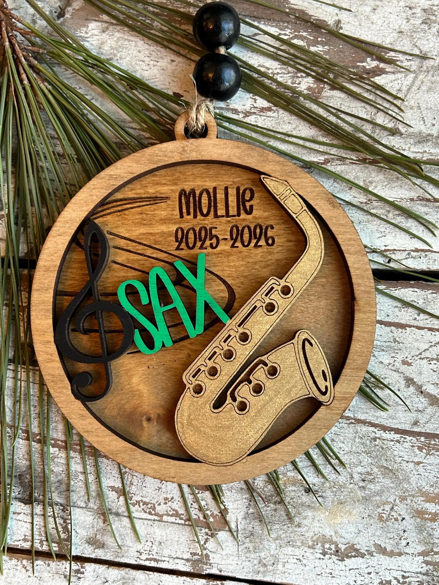 Personalized Saxophone Marching Band Christmas Tree Ornament | Brass Music Instrument Ornament | Custom Sax Gift | Gift for Band Director