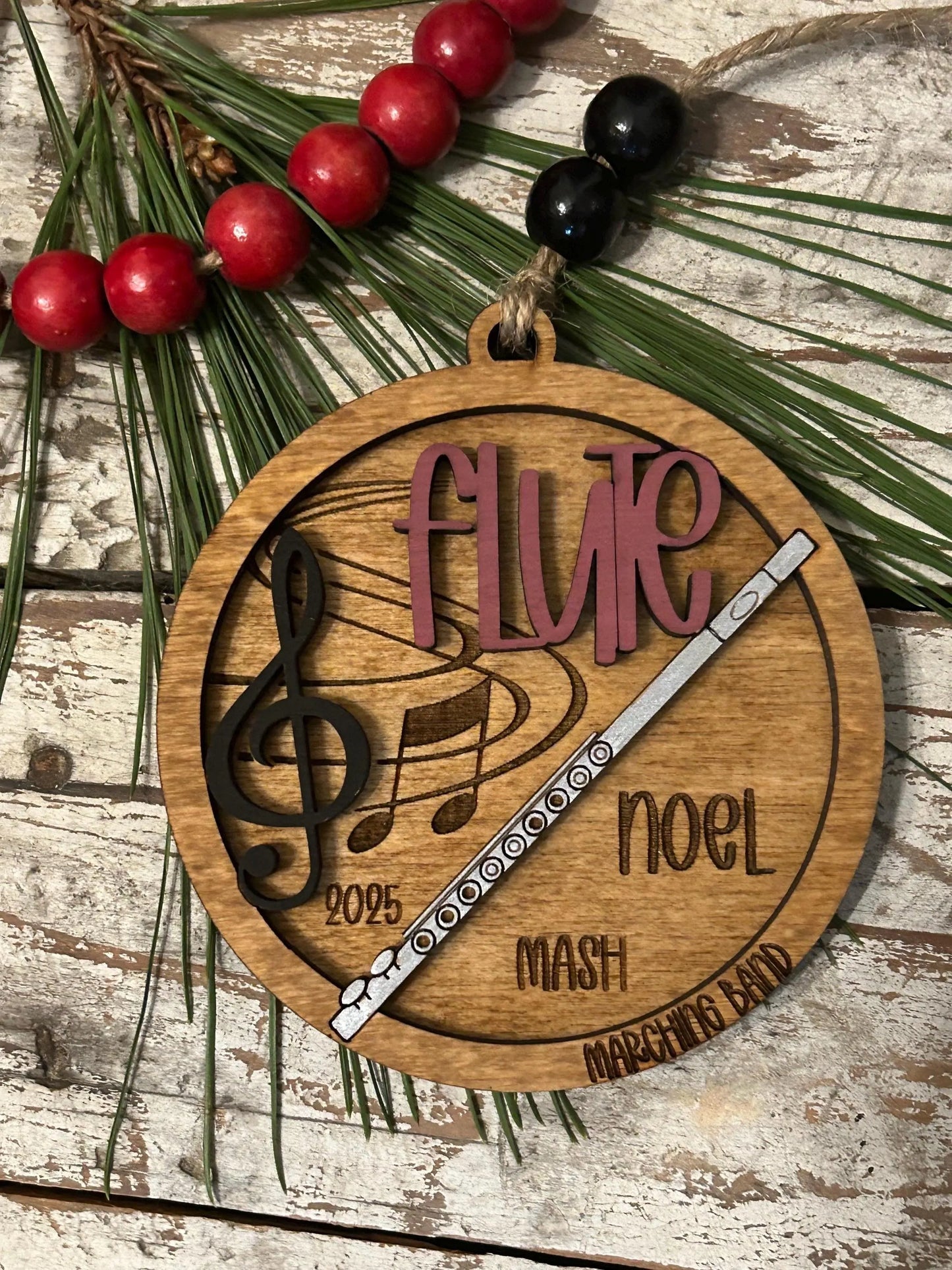 Personalized Flute Marching Band Christmas Tree Ornament | Music Instrument Ornament | Piccolo Custom Band Gift | Gift for Band Director