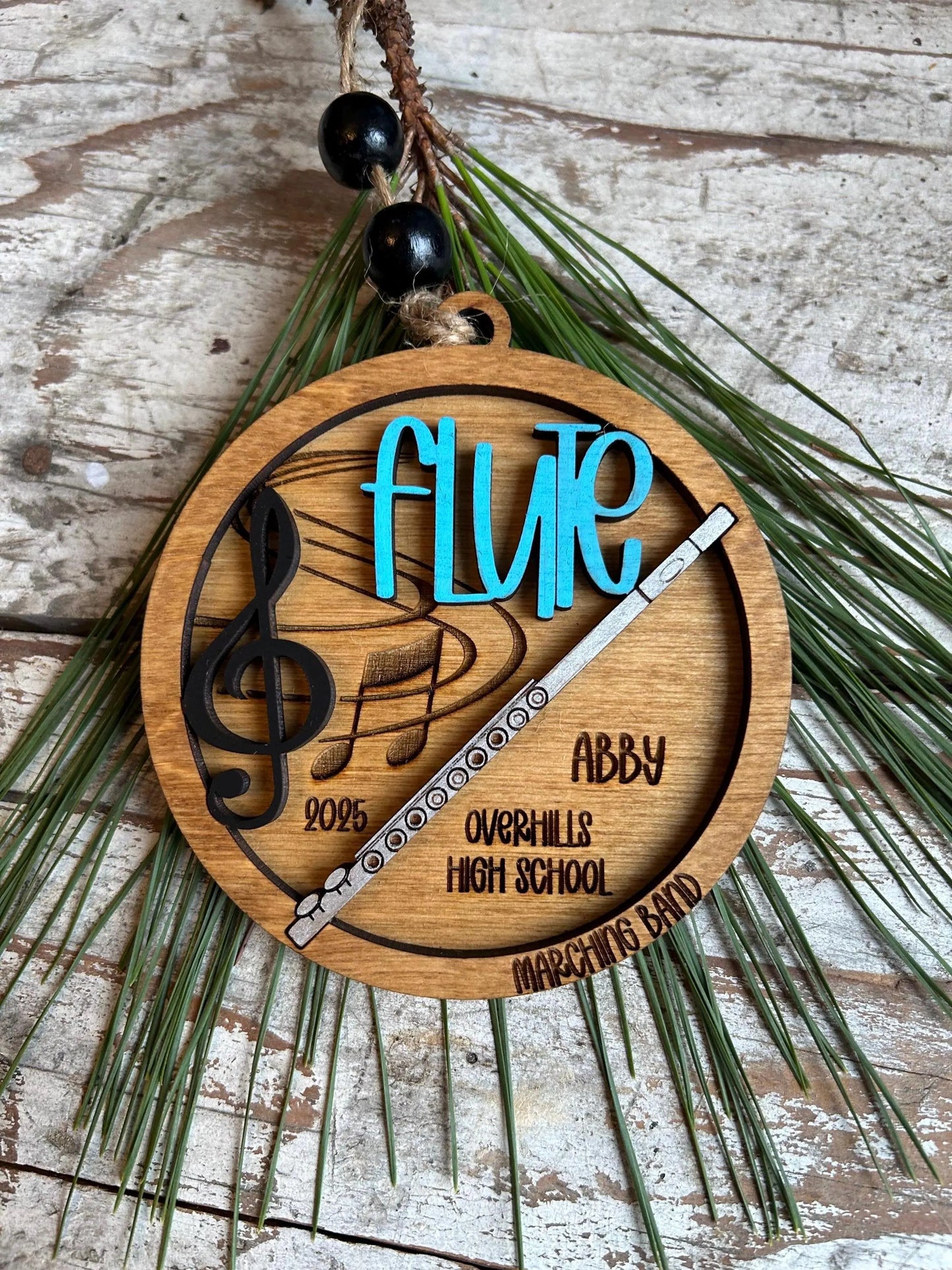 Personalized Flute Marching Band Christmas Tree Ornament | Music Instrument Ornament | Piccolo Custom Band Gift | Gift for Band Director