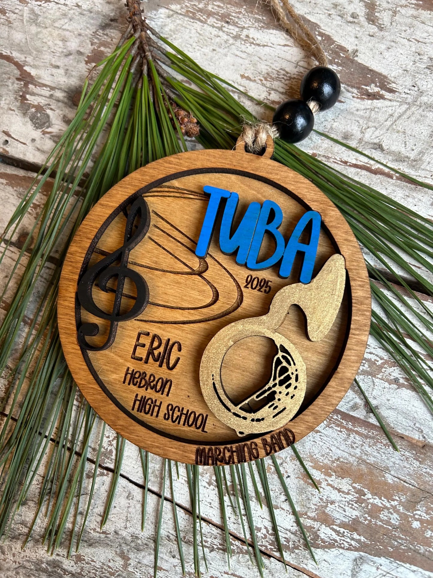 Personalized Tuba Marching Band Christmas Tree Ornament | Brass Music Instrument Ornament | Custom Band Gift | Gift for Band Director