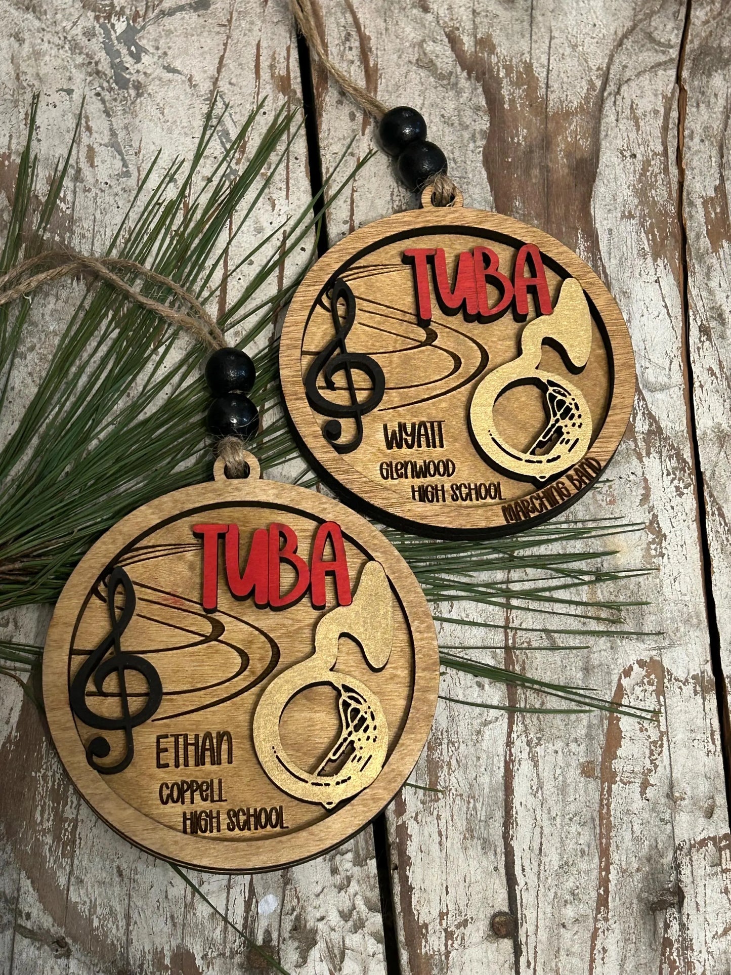 Personalized Tuba Marching Band Christmas Tree Ornament | Brass Music Instrument Ornament | Custom Band Gift | Gift for Band Director