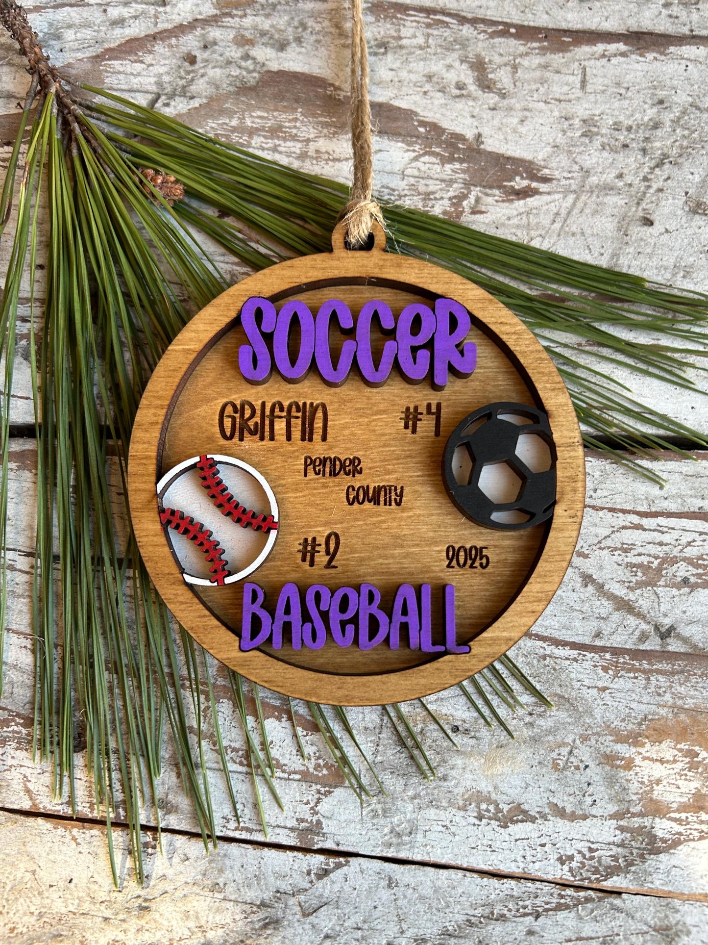 Personalized Soccer Baseball Player Christmas Tree Ornament | Gift for Multi Sport High School Athlete| Senior Soccer Baseball 2 Sport