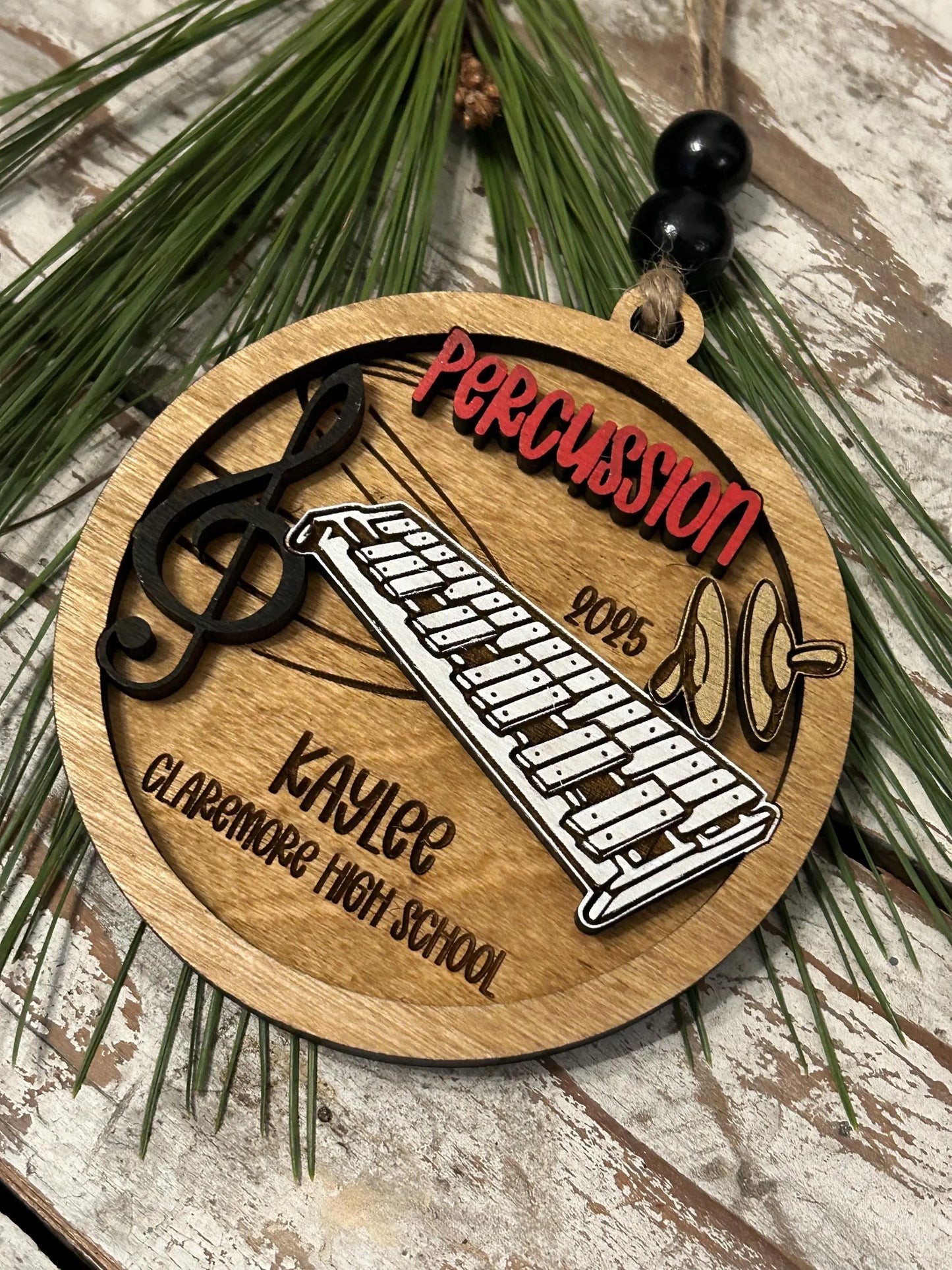 Personalized Percussion Marching Band Christmas Tree Ornament |  Xylophone | Triangle | The Pit Custom Band Gift | Gift for Band Director