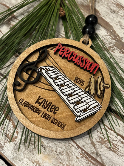 Personalized Percussion Marching Band Christmas Tree Ornament |  Xylophone | Triangle | The Pit Custom Band Gift | Gift for Band Director