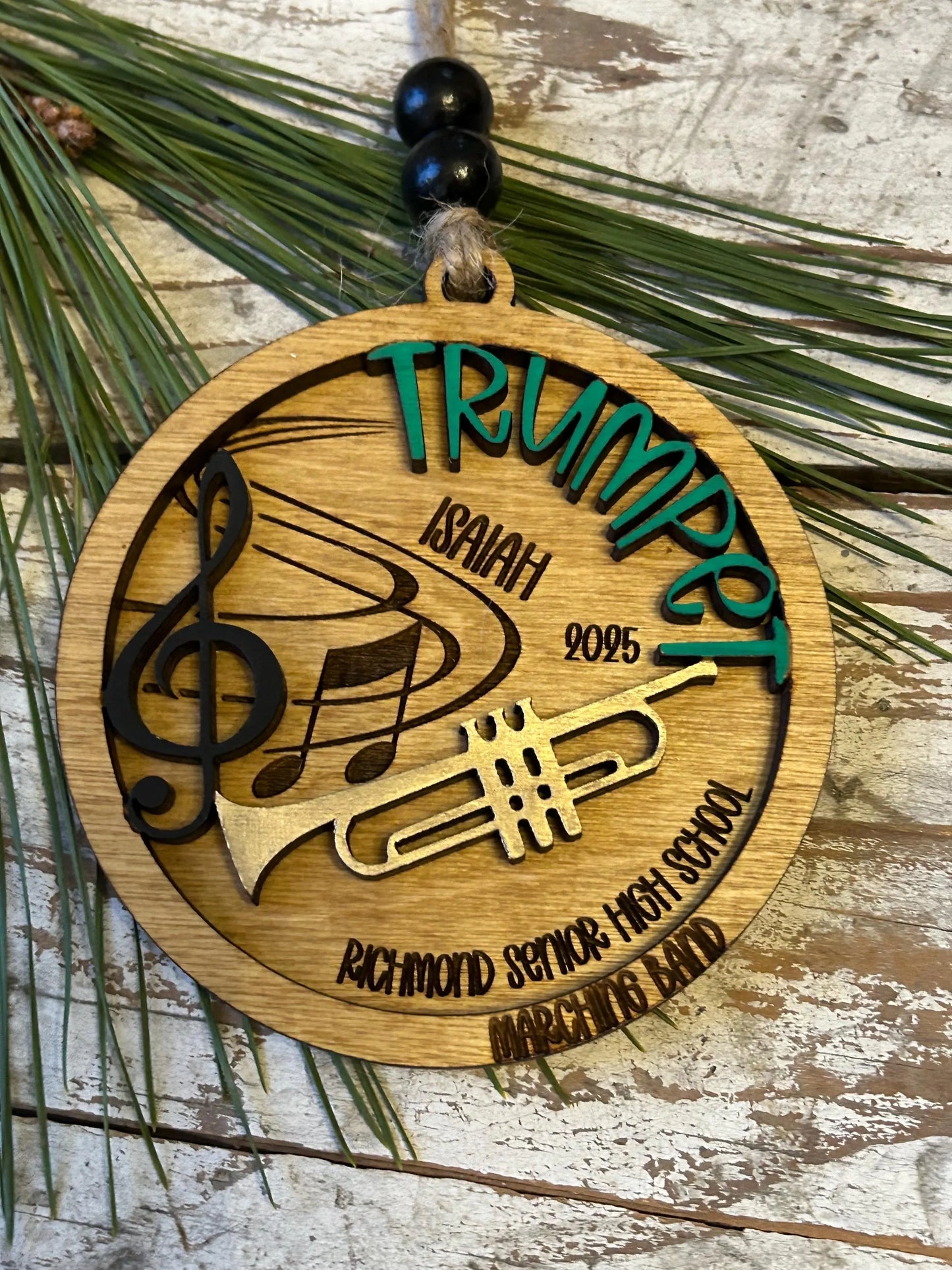 Personalized Trumpet Marching Band Christmas Tree Ornament | Brass Music Instrument Ornament | Custom Band Gift | Gift for Band Director