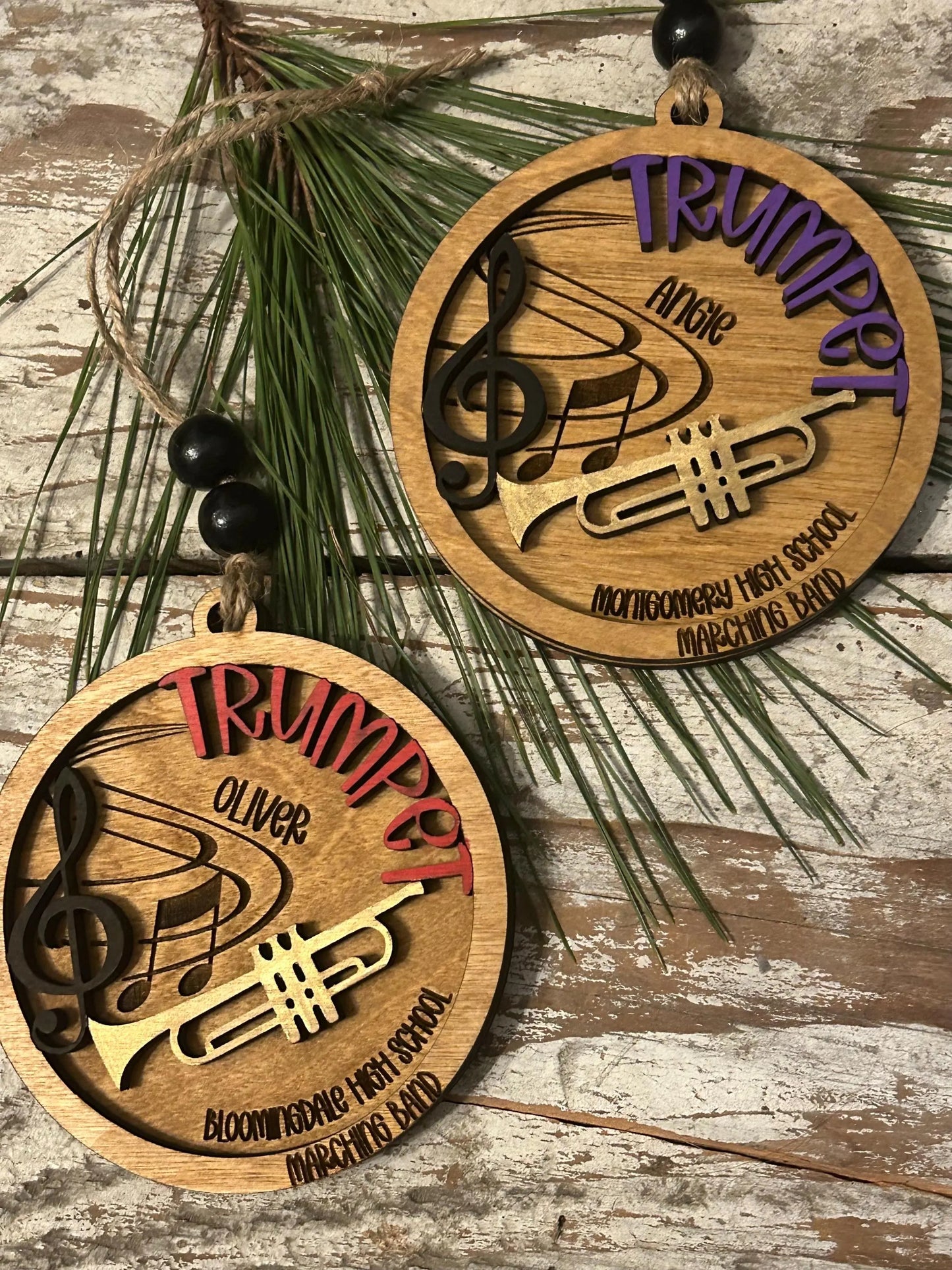 Personalized Trumpet Marching Band Christmas Tree Ornament | Brass Music Instrument Ornament | Custom Band Gift | Gift for Band Director