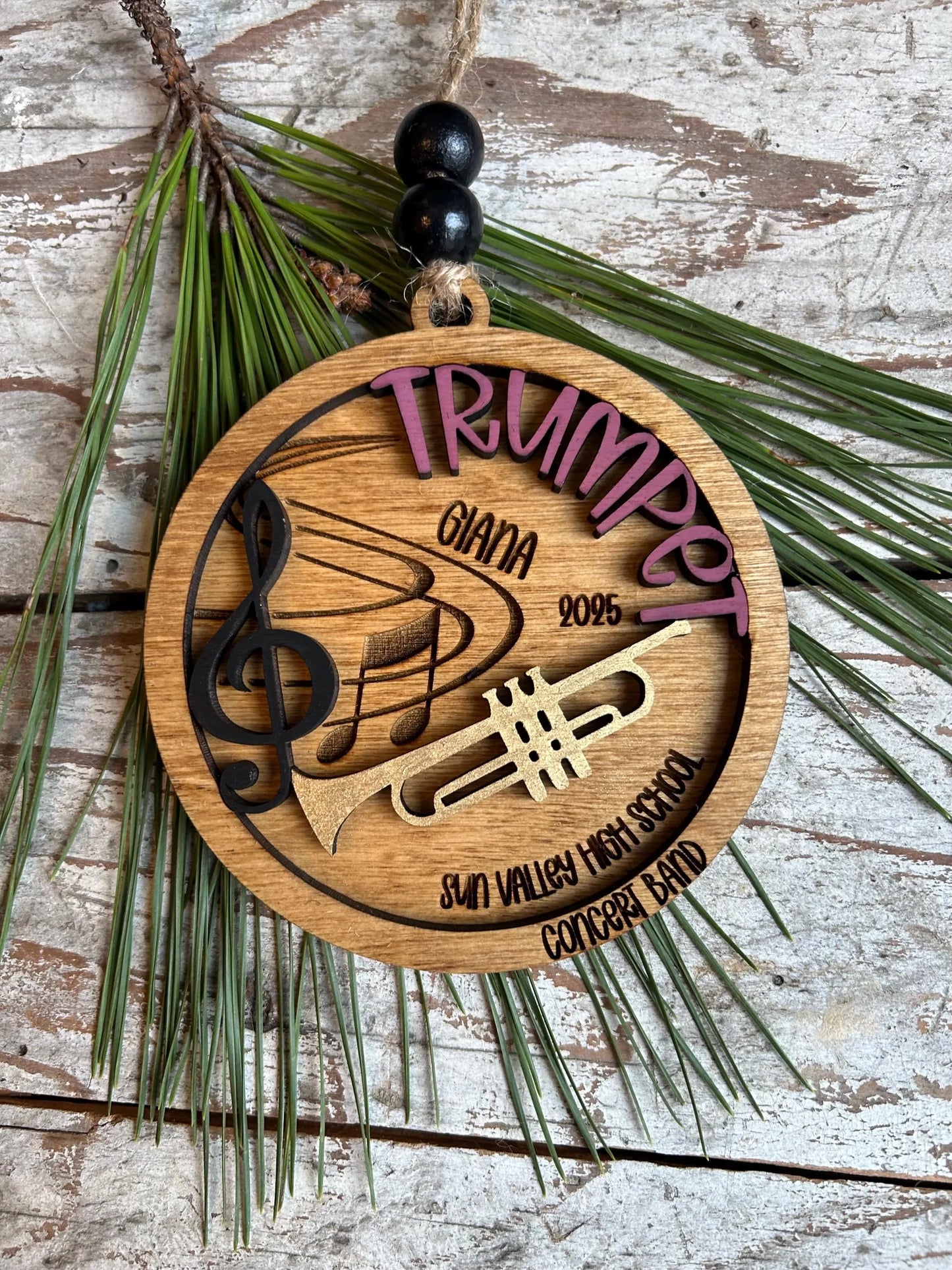 Personalized Trumpet Marching Band Christmas Tree Ornament | Brass Music Instrument Ornament | Custom Band Gift | Gift for Band Director